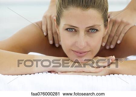 Woman getting a massage, portrait View Large Photo Image Stock Image - Woman getting a massage, portrait. Fotosearch