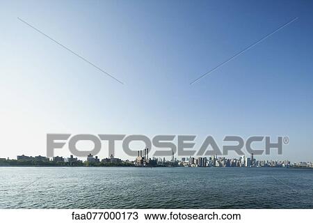 Stock Image - Distant view of New York City, New York, USA. Fotosearch