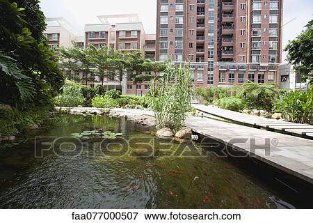 Stock Photo - Fish pond in urban park. Fotosearch