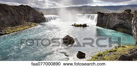Stock Image - Godafoss Falls, Iceland. Fotosearch