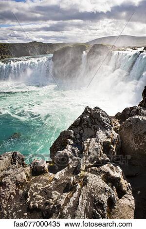 Godafoss Falls, Iceland View Large Photo Image Stock Photography - Godafoss Falls, Iceland. Fotosearch
