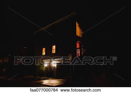 House illuminated at night View Large Photo Image Picture - House illuminated at night. Fotosearch