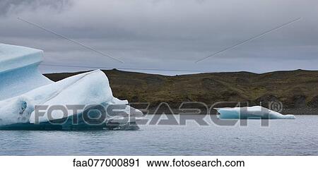 Stock Image - Icebergs in Jokulsarlon glacial lagoon, Iceland. Fotosearch