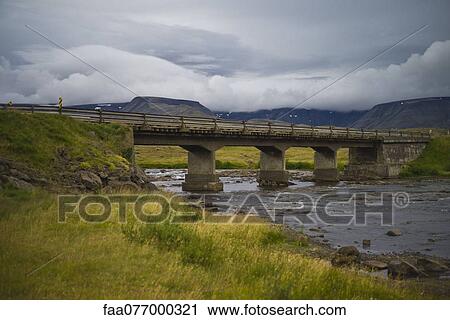 Stock Image - Iceland, bridge over stream. Fotosearch