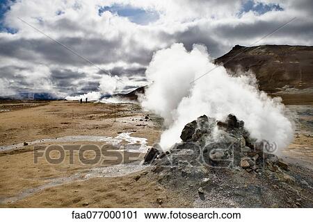 Iceland, Namafjall, fumarole releasing steam and sulfur gas View Large Photo Image Stock Image - Iceland, Namafjall, fumarole releasing steam and sulfur gas. Fotosearch