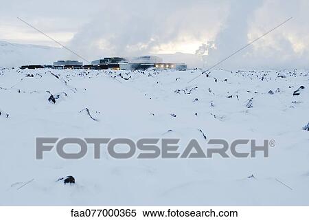 Stock Photography - Iceland, Reykjanes Peninsula, Blue Lagoon, geothermal power station. Fotosearch