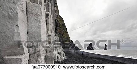 Stock Image - Iceland, Vik, basalt columns and black sand beach. Fotosearch
