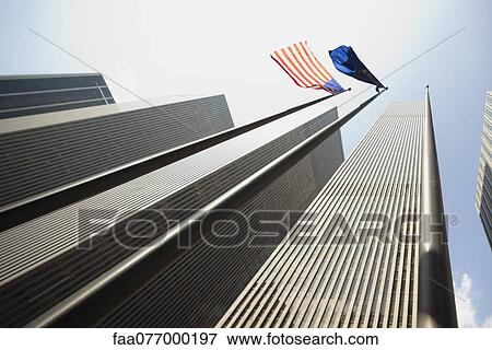 Low angle view of skyscrapers, New York City, New York, USA View Large Photo Image Stock Photo - Low angle view of skyscrapers, New York City, New York, USA. Fotosearch