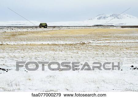 Stock Photo - Remote house along Route 1 near Skogar, Iceland. Fotosearch