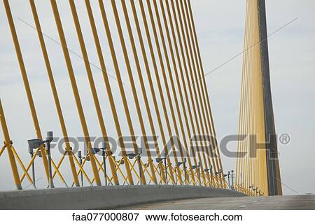 USA, Florida, Tampa, Sunshine Skyway Bridge, close-up of cable supports View Large Photo Image Stock Photo - USA, Florida, Tampa, Sunshine Skyway Bridge, close-up of cable supports. Fotosearch