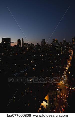 USA, New York, New York City at night View Large Photo Image Stock Photograph - USA, New York, New York City at night. Fotosearch