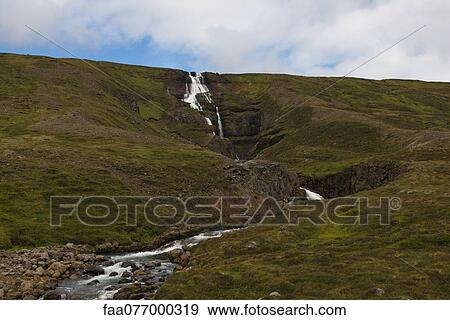 Waterfall, Iceland View Large Photo Image Stock Photo - Waterfall, Iceland. Fotosearch