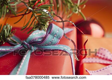 Stock Photography - Christmas gifts, close-up. Fotosearch