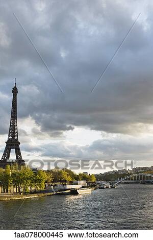 Stock Photography - Eiffel Tower viewed from Seine River, Paris, France. Fotosearch