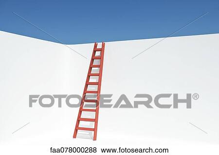 Stock Photo - Ladder leaning against wall. Fotosearch