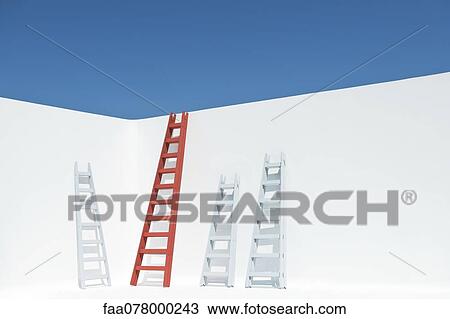 Ladders leaning against wall View Large Photo Image Stock Image - Ladders leaning against wall. Fotosearch
