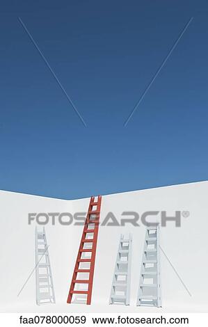 Stock Photo - Ladders leaning against wall. Fotosearch