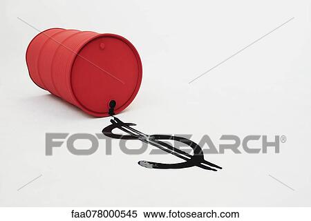 Metal oil drum on side, dollar sign drawn in oil View Large Photo Image Stock Photography - Metal oil drum on side, dollar sign drawn in oil. Fotosearch