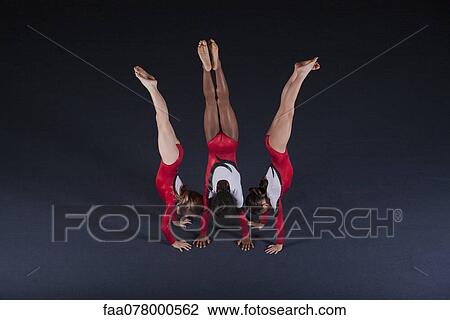 Young female gymnasts performing handstands View Large Photo Image Stock Image - Young female gymnasts performing handstands. Fotosearch