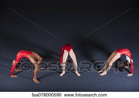 Young girl gymnasts performing backbends View Large Photo Image Stock Image - Young girl gymnasts performing backbends. Fotosearch