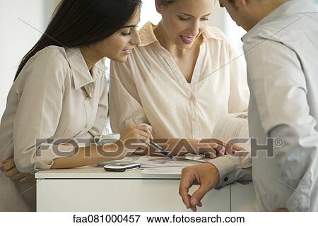 Colleagues working together in office View Large Photo Image Stock Photo - Colleagues working together in office. Fotosearch