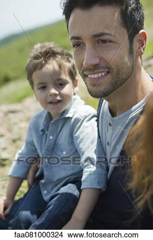 Picture - Father and son outdoors. Fotosearch