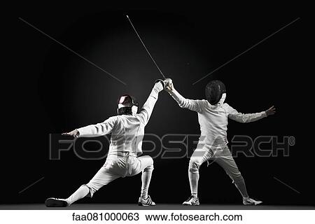 Stock Image - Fencers fencing. Fotosearch