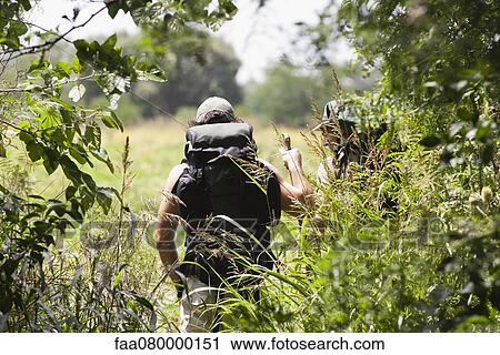 Hikers in woods, seen though tree branches, rear view View Large Photo Image Stock Image - Hikers in woods, seen though tree branches, rear view. Fotosearch