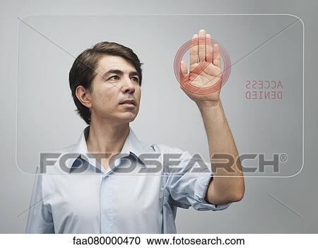 Man denied access on advanced touch screen interface View Large Photo Image Stock Image - Man denied access on advanced touch screen interface. Fotosearch