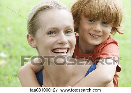 Stock Photo - Mother and son, portrait. Fotosearch