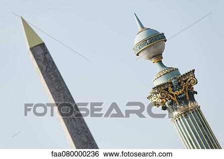 Stock Photograph - Ornate lamp post of Obelisk of Luxor, Place de la Concorde, Paris, France. Fotosearch