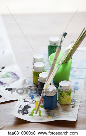 Paint and paintbrushes View Large Photo Image Stock Photo - Paint and paintbrushes. Fotosearch