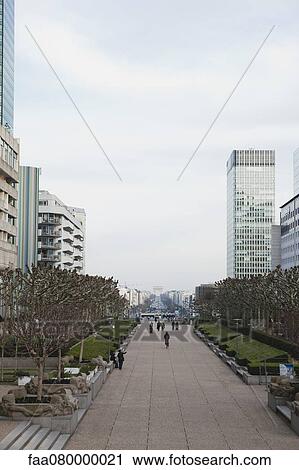 Park at La Defense overlooking Arc de Triomphe, Paris, France View Large Photo Image Stock Image - Park at La Defense overlooking Arc de Triomphe, Paris, France. Fotosearch