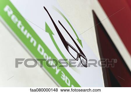 Stock Photo - Sign for 3-D glasses recycling. Fotosearch