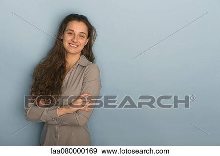 Smiling young woman, portrait View Large Photo Image Stock Photo - Smiling young woman, portrait. Fotosearch