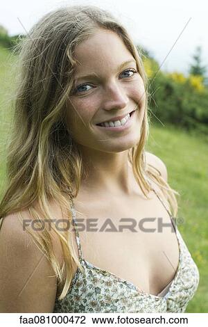 Stock Image - Young woman, portrait. Fotosearch