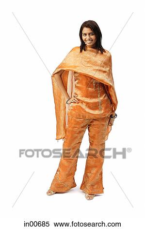 Woman in Indian clothing, looking at camera View Large Photo Image Stock Photography - Woman in Indian clothing, looking at camera. Fotosearch