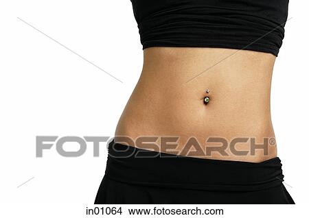 Woman's mid section with belly button ring View Large Photo Image Picture - Woman's mid section with belly button ring. Fotosearch
