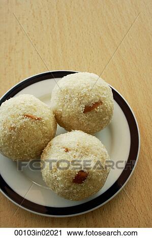 Stock Image - A plate of rasgula. Fotosearch