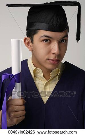 Portrait of graduate with diploma View Large Photo Image Stock Photograph - Portrait of graduate with diploma. Fotosearch