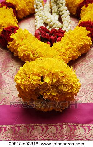 Stock Photo - Close up of flower garland. Fotosearch