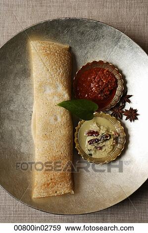 dosai with two curries, indian food View Large Photo Image Stock Photo - dosai with two curries, indian food. Fotosearch
