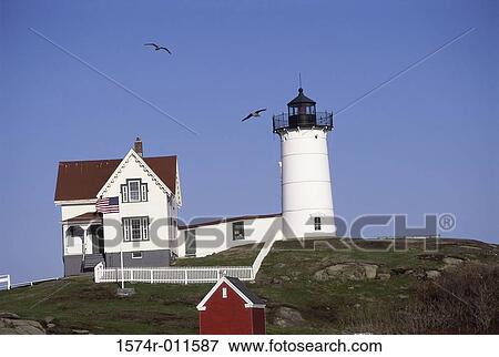 Cape Neddick Lighthouse (Nubble) York Maine USA View Large Photo Image Stock Photo - Cape Neddick Lighthouse (Nubble) York Maine USA. Fotosearch