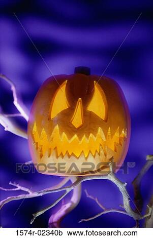 Stock Image - Carved jack-o-lantern. Fotosearch