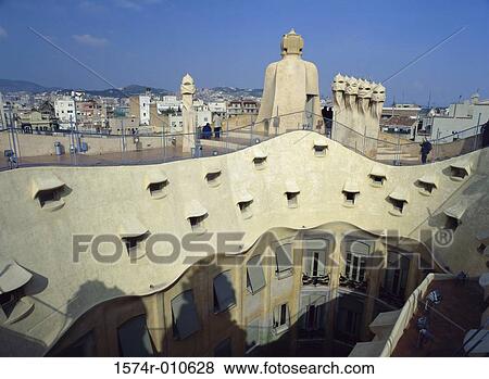 Casa Mila (La Pedrera) Barcelona Spain View Large Photo Image Stock Photo - Casa Mila (La Pedrera) Barcelona Spain. Fotosearch