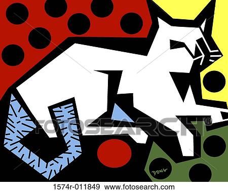 Stock Photo - Cat & Ball 2002 Diana Ong (b. 1940/Chinese-American) Computer graphics. Fotosearch