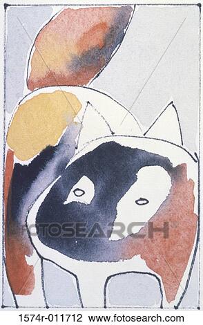 Cat IV Diana Ong (b. 1940 Chinese-American) Ink & watercolor Private Collection View Large Photo Image Stock Image - Cat IV Diana Ong (b. 1940 Chinese-American) Ink & watercolor Private Collection. Fotosearch