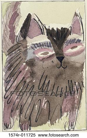 Cat X Diana Ong (b. 1940 Chinese-American) Ink with watercolor Private Collection View Large Photo Image Stock Photography - Cat X Diana Ong (b. 1940 Chinese-American) Ink with watercolor Private Collection. Fotosearch