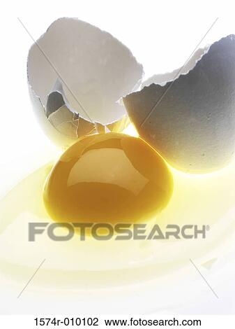 Stock Image - Close-up of a broken egg. Fotosearch