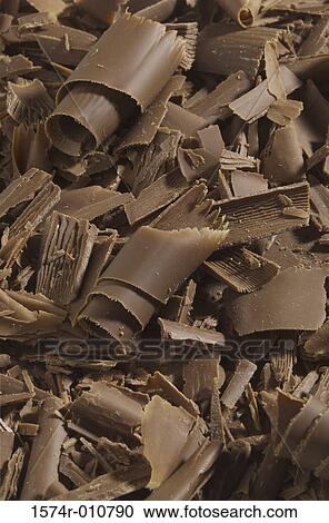 Stock Image - Close-up of chocolate shavings. Fotosearch